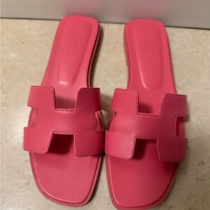 Hermes Vibrant Pink Slide Sandals
